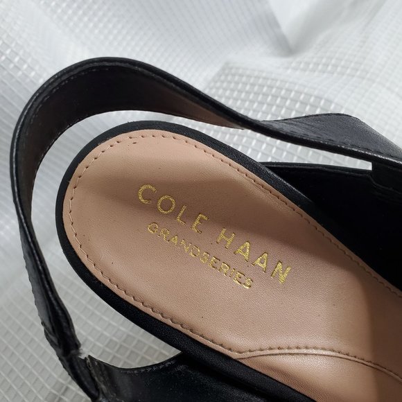 Cole Haan Amalia Size 8 8B Shoes Leather Slingback Strappy Sandals Heels Black - Picture 2 of 8